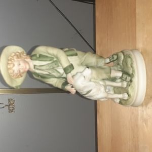 Andrea by Sadek porcelain boy with dog Figurine.